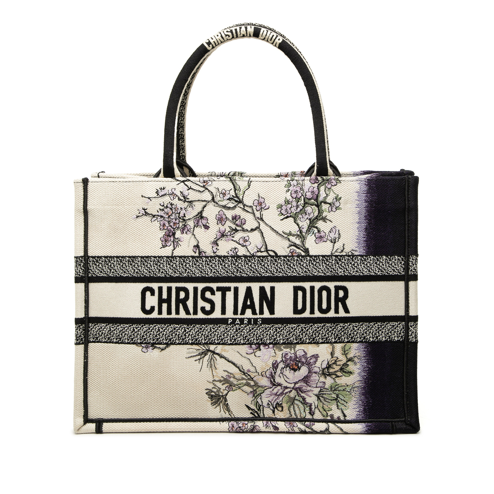 Pre-Loved Dior Medium Canvas Floral Embroidered Book Tote